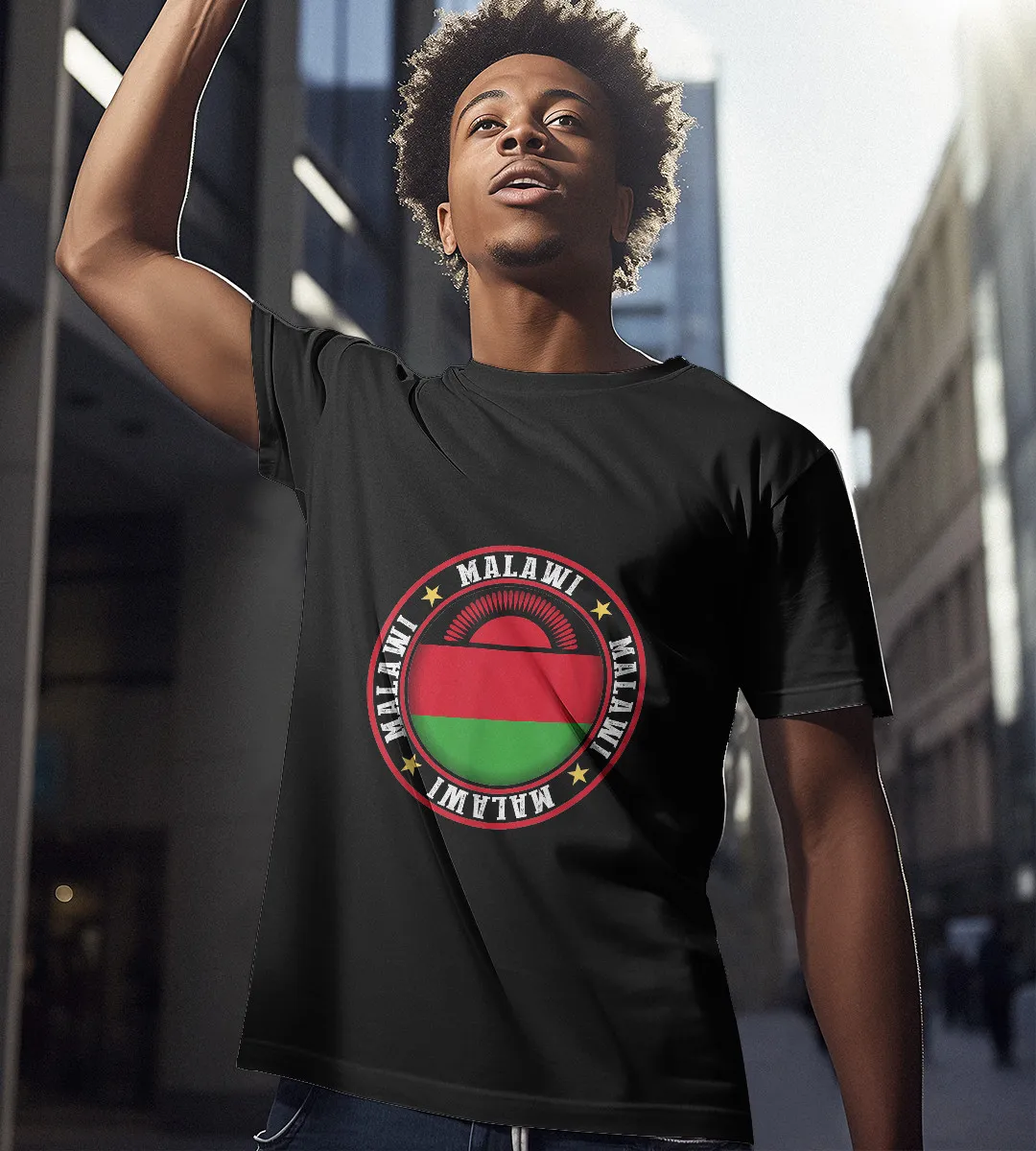 1sttheworld T-Shirt - Flag Of Malawi T-Shirt Black A35