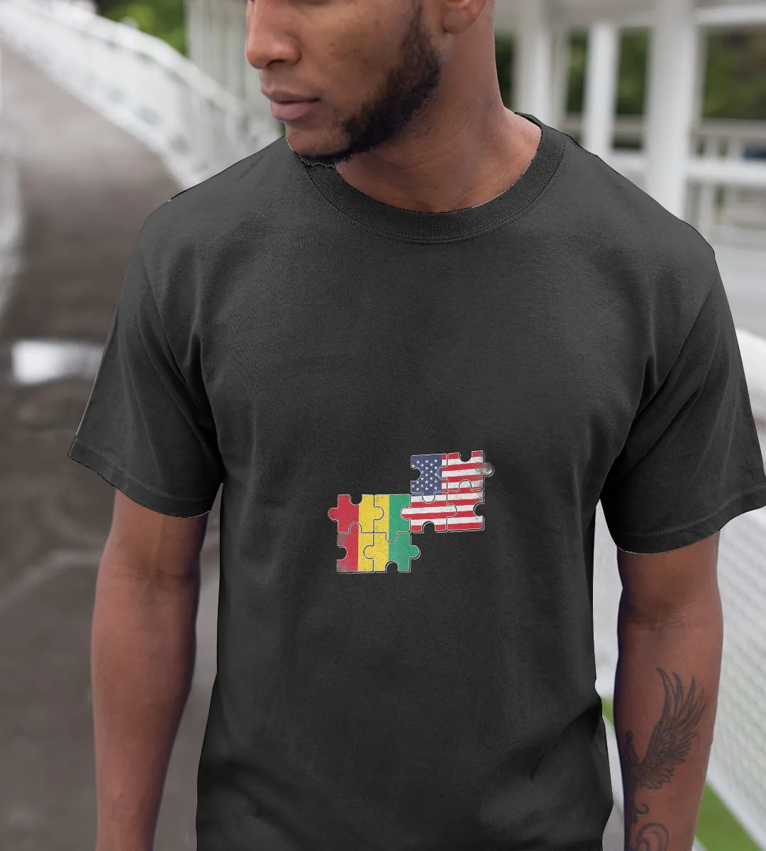 1sttheworld T-Shirt - Guinea USA Flag T-Shirt Black A35