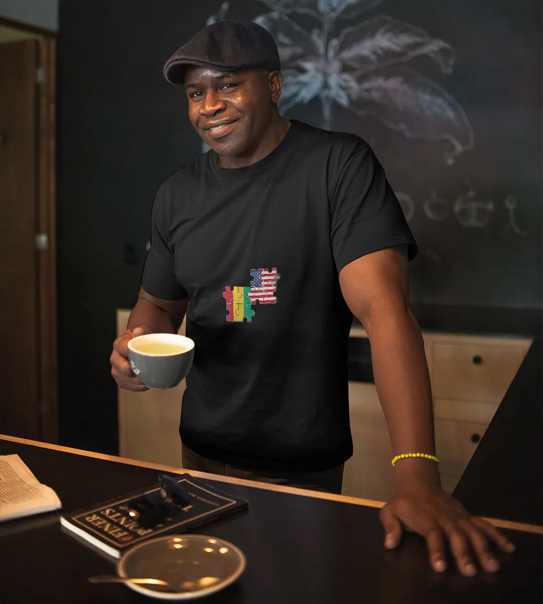 1sttheworld T-Shirt - Guinea USA Flag T-Shirt Black A35
