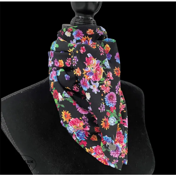 A8011 - Floral Rawhide Wild Rag Cowboy Scarf