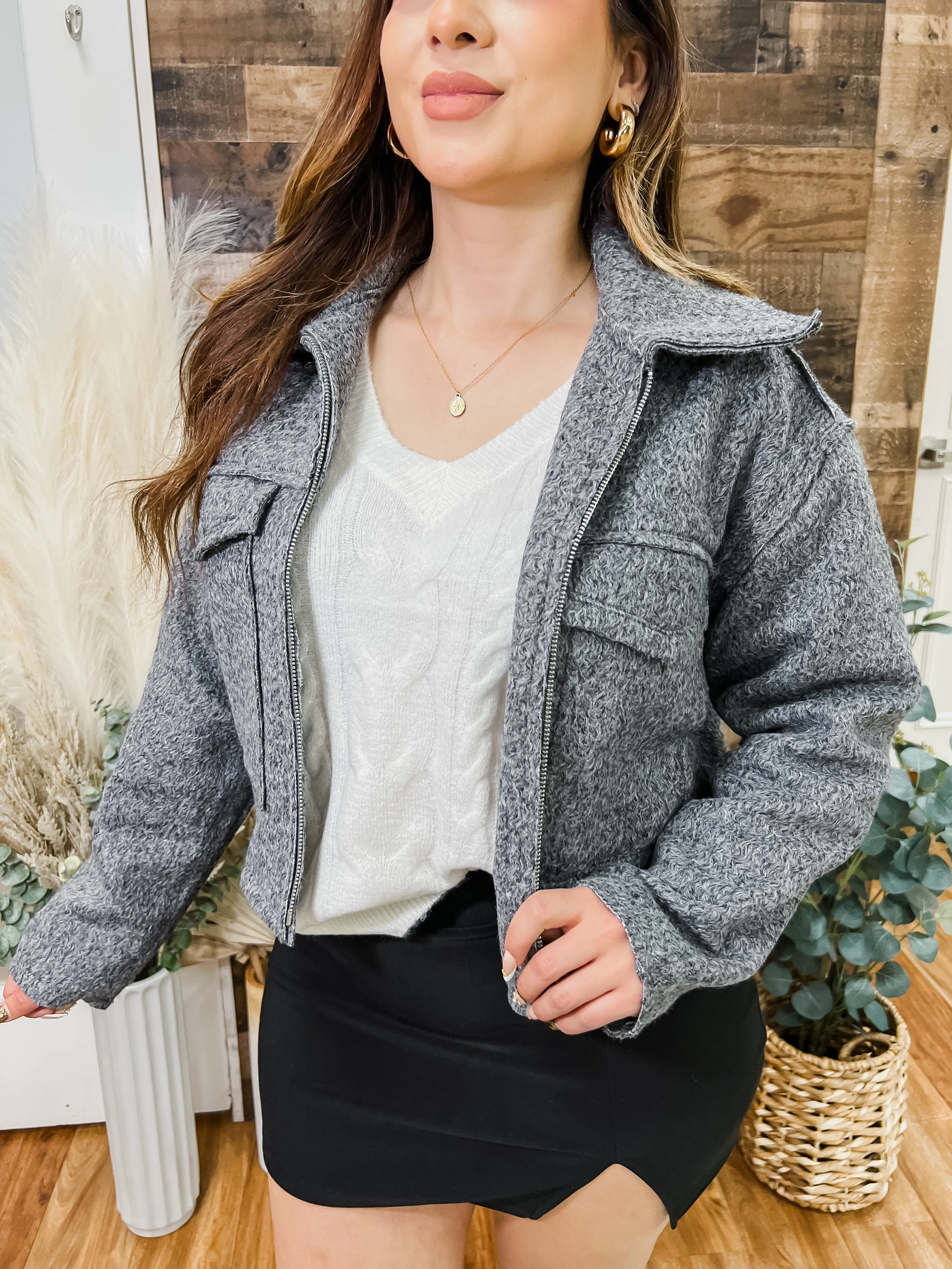 Becca Square Pocket Cropped Collar Jacket