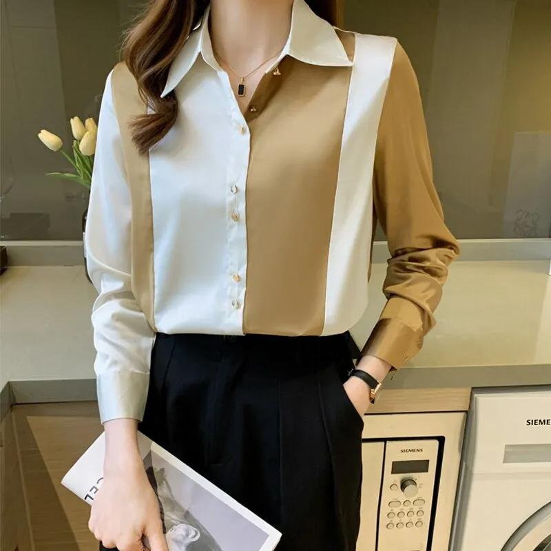 deanwangkt elegant satin shirts Fashion ladies shirts Women's Blouses Spring Autumn Long Sleeve Shirts Tops Blusas Mujer