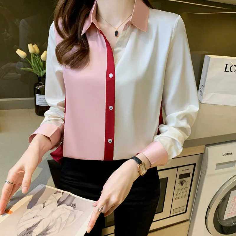 deanwangkt elegant satin shirts Fashion ladies shirts Women's Blouses Spring Autumn Long Sleeve Shirts Tops Blusas Mujer