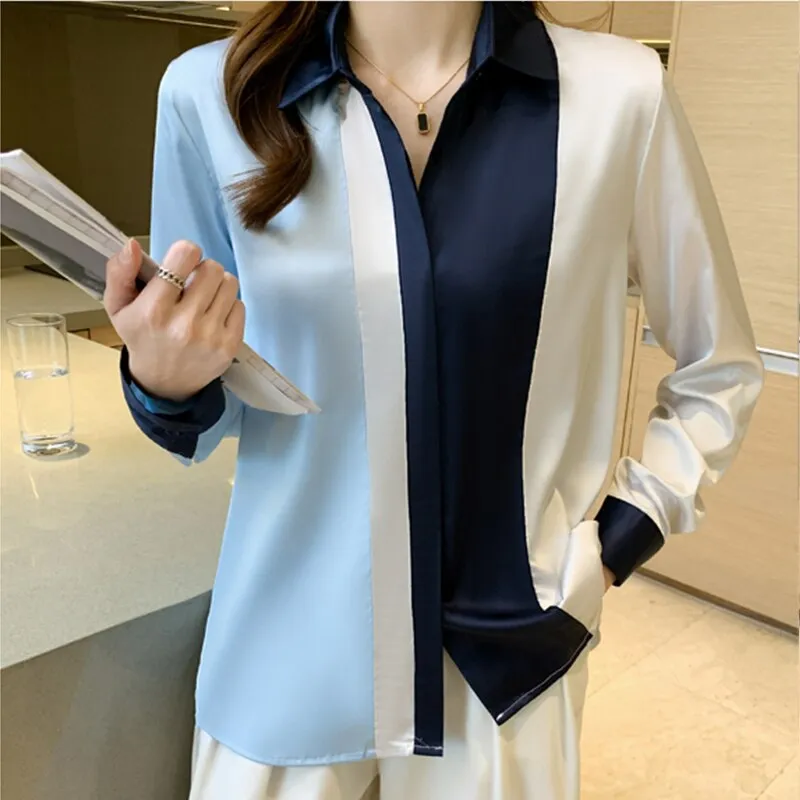 deanwangkt elegant satin shirts Fashion ladies shirts Women's Blouses Spring Autumn Long Sleeve Shirts Tops Blusas Mujer