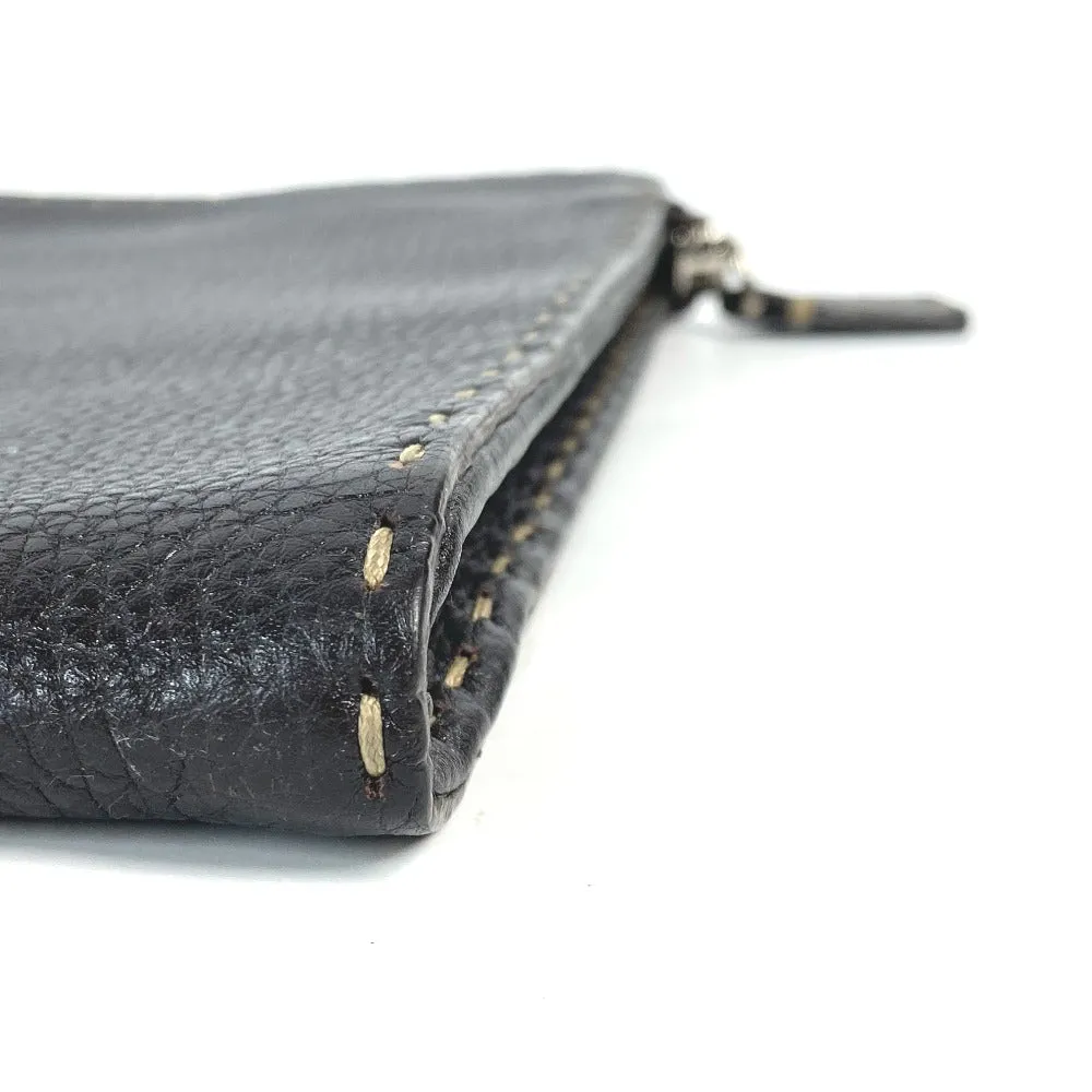 FENDI Clutch bag leather Dark brown bag pouch Celeria mens Used