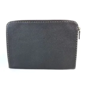 FENDI Clutch bag leather Dark brown bag pouch Celeria mens Used