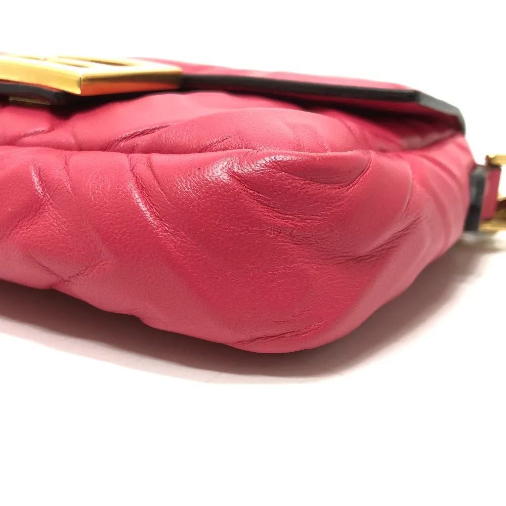 FENDI Shoulder Bag 8BS017 lambskin pink FF baguette small Women Used