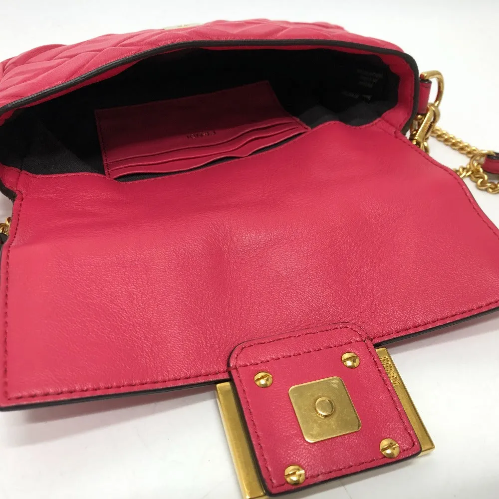 FENDI Shoulder Bag 8BS017 lambskin pink FF baguette small Women Used