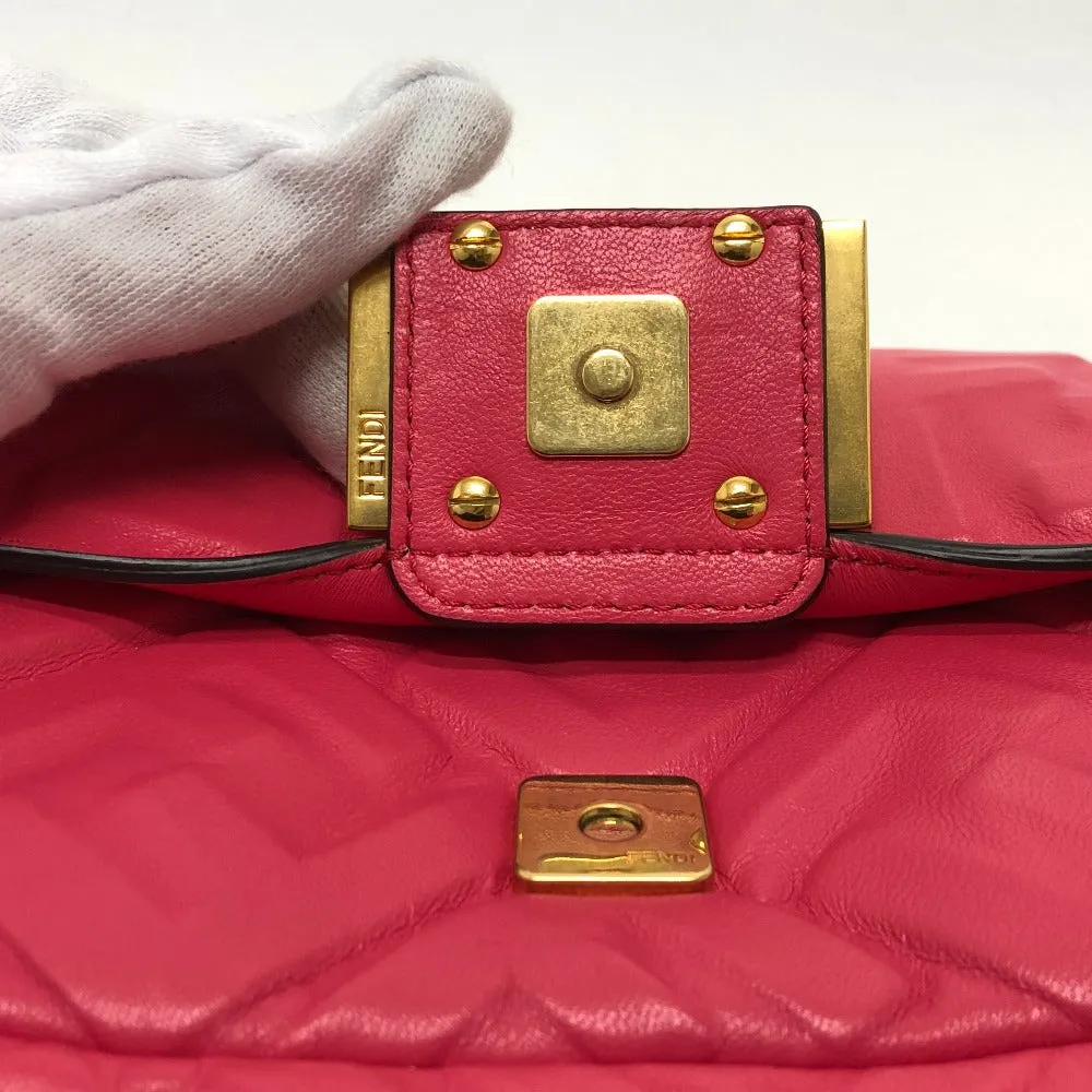 FENDI Shoulder Bag 8BS017 lambskin pink FF baguette small Women Used
