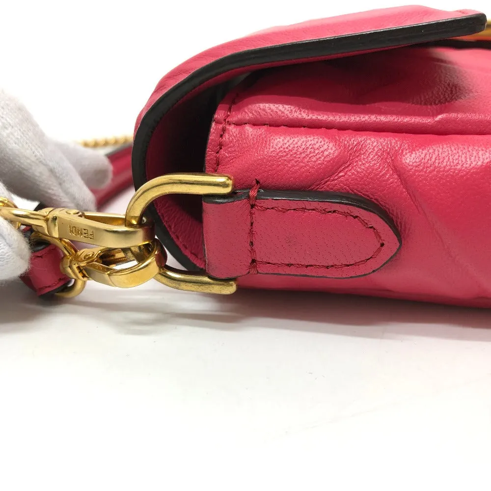 FENDI Shoulder Bag 8BS017 lambskin pink FF baguette small Women Used
