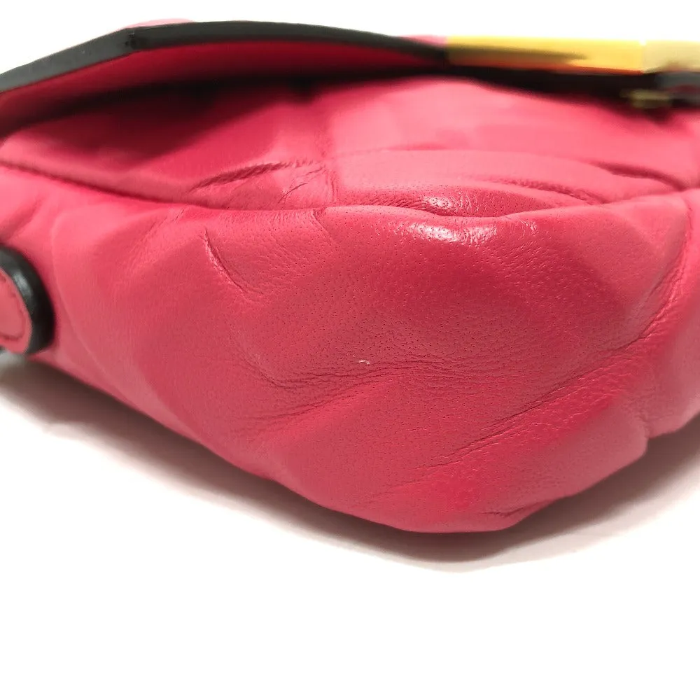 FENDI Shoulder Bag 8BS017 lambskin pink FF baguette small Women Used
