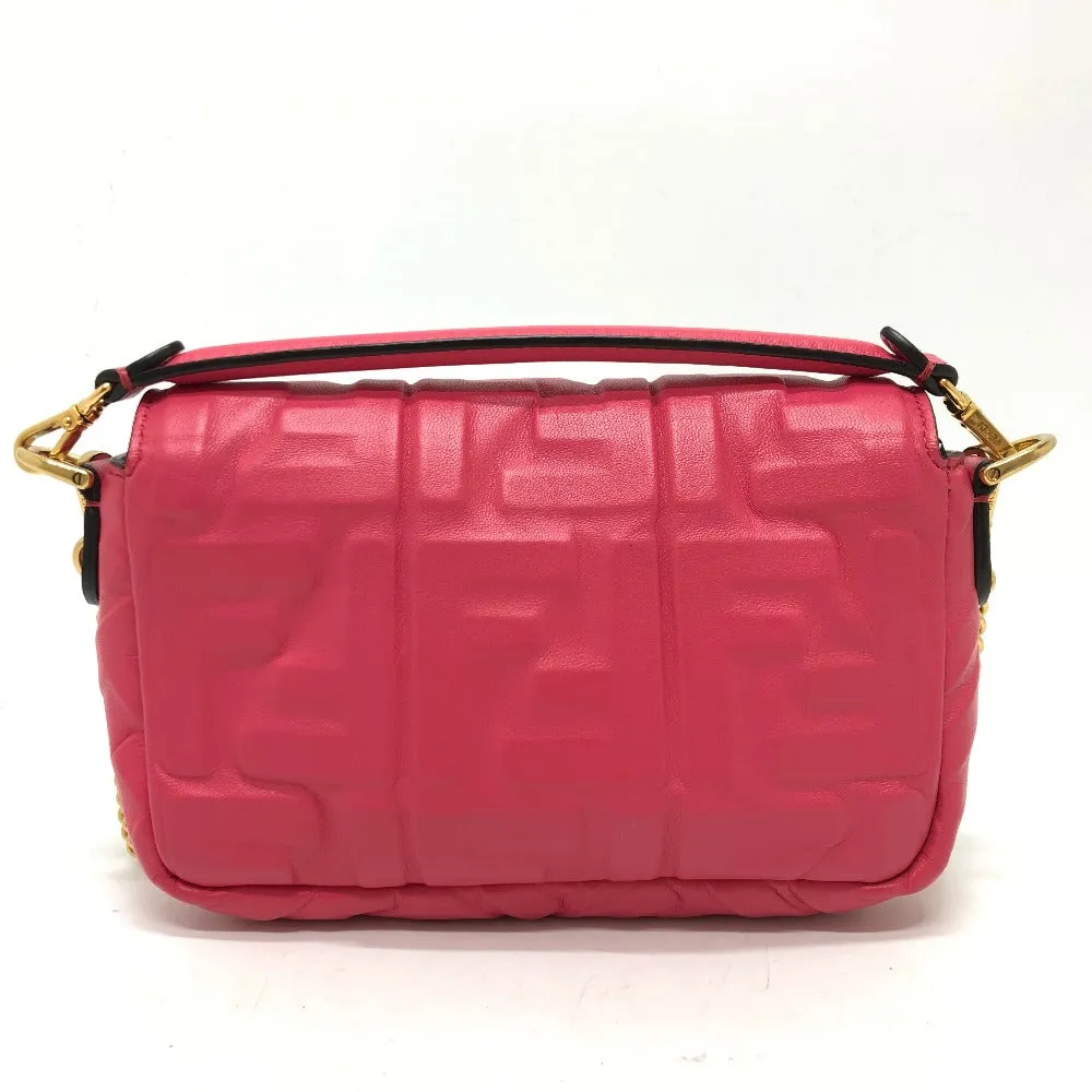 FENDI Shoulder Bag 8BS017 lambskin pink FF baguette small Women Used