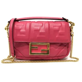 FENDI Shoulder Bag 8BS017 lambskin pink FF baguette small Women Used