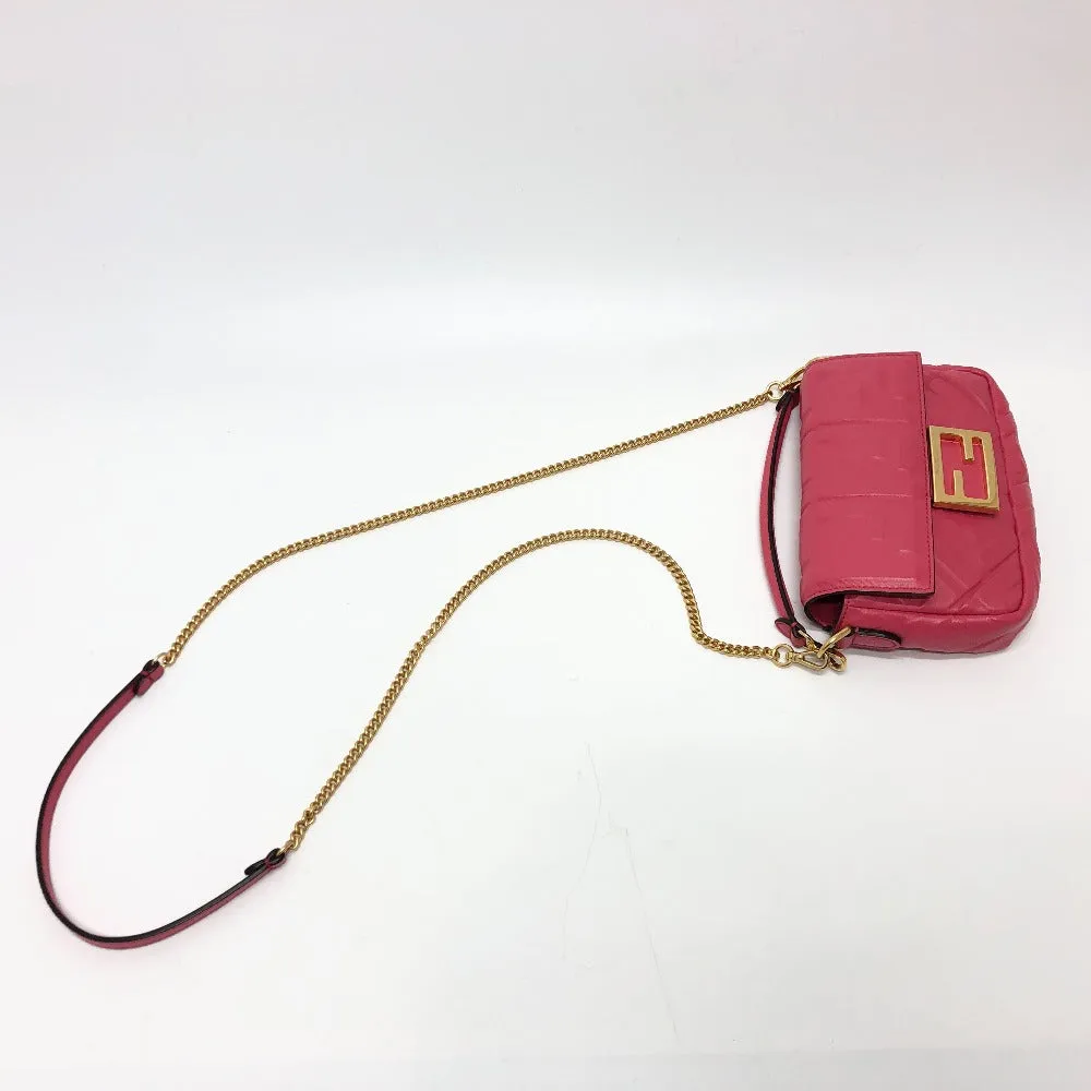 FENDI Shoulder Bag 8BS017 lambskin pink FF baguette small Women Used