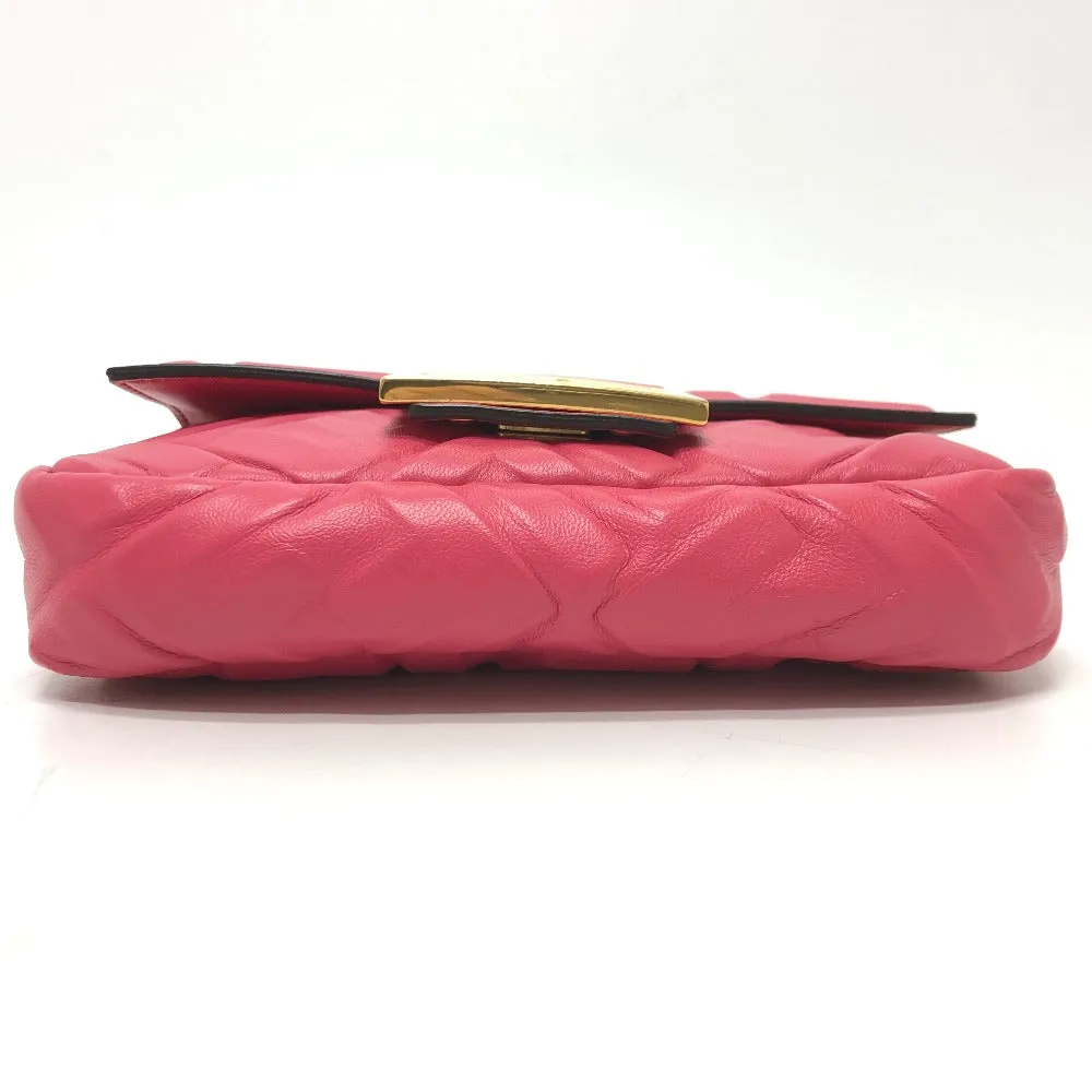 FENDI Shoulder Bag 8BS017 lambskin pink FF baguette small Women Used