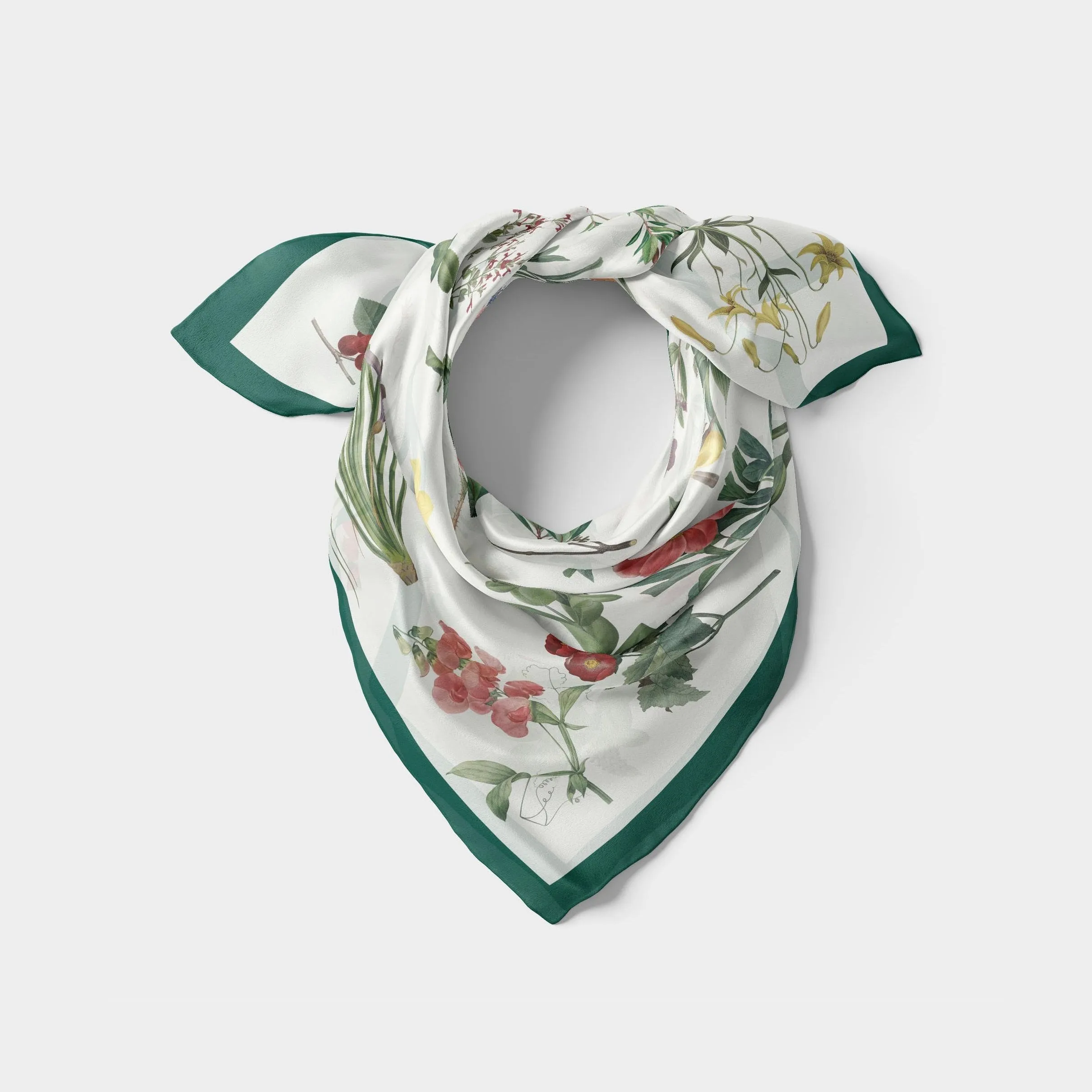 Flower Illustration Square Scarf