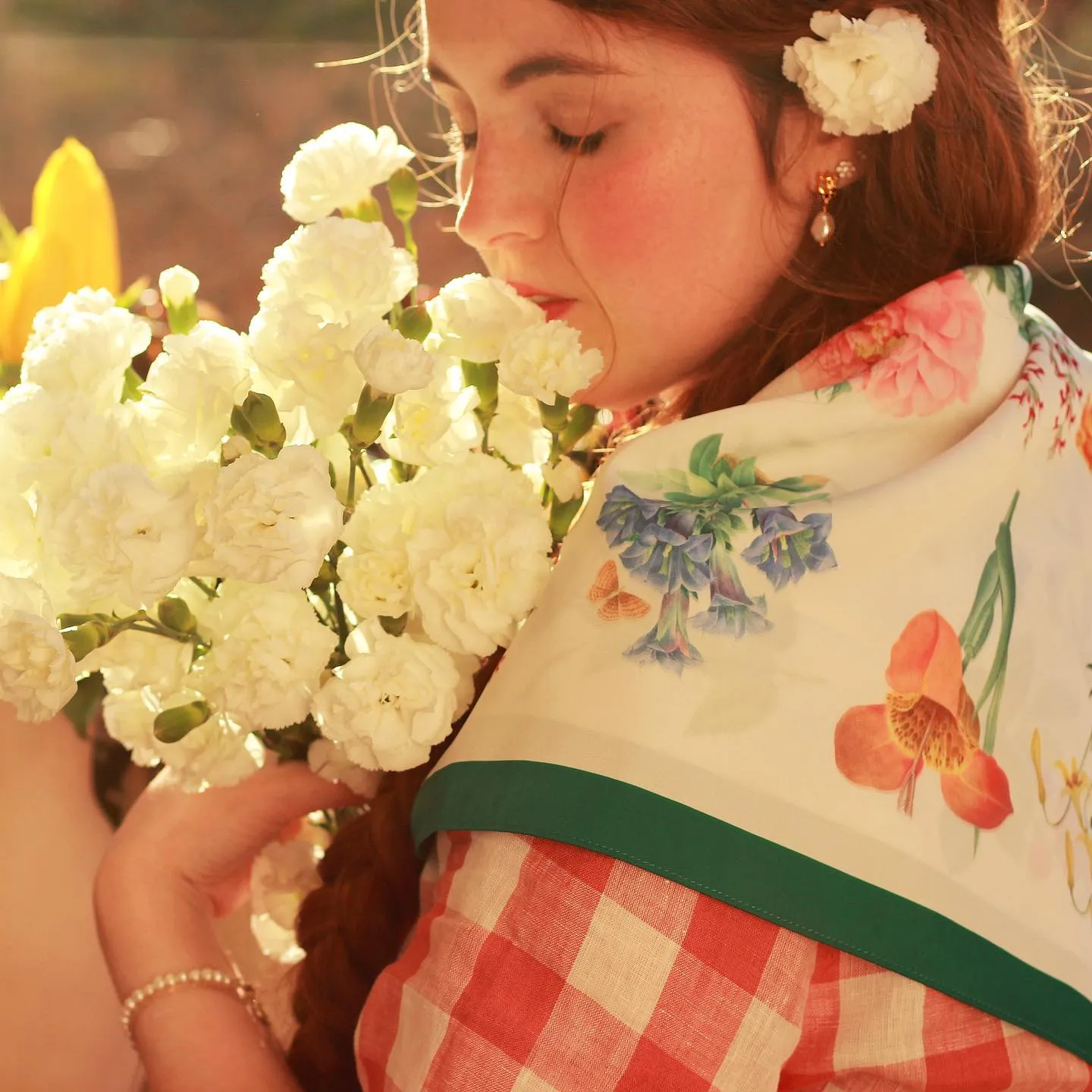 Flower Illustration Square Scarf