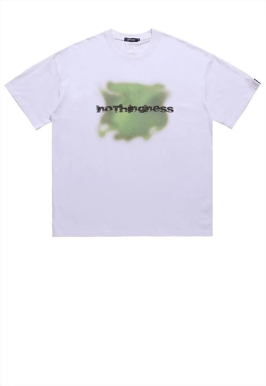 Fog print t-shirt retro space tee abstract grunge top black