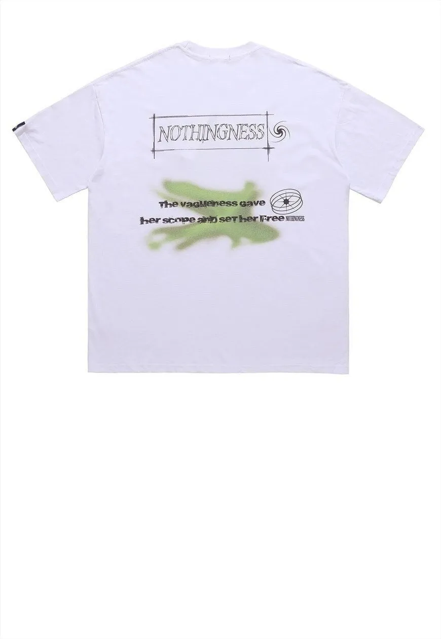 Fog print t-shirt retro space tee abstract grunge top black