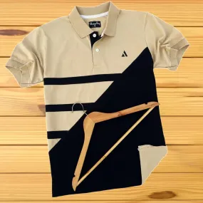 Ginger colour With Black Three Stripe Polo T-Shirt