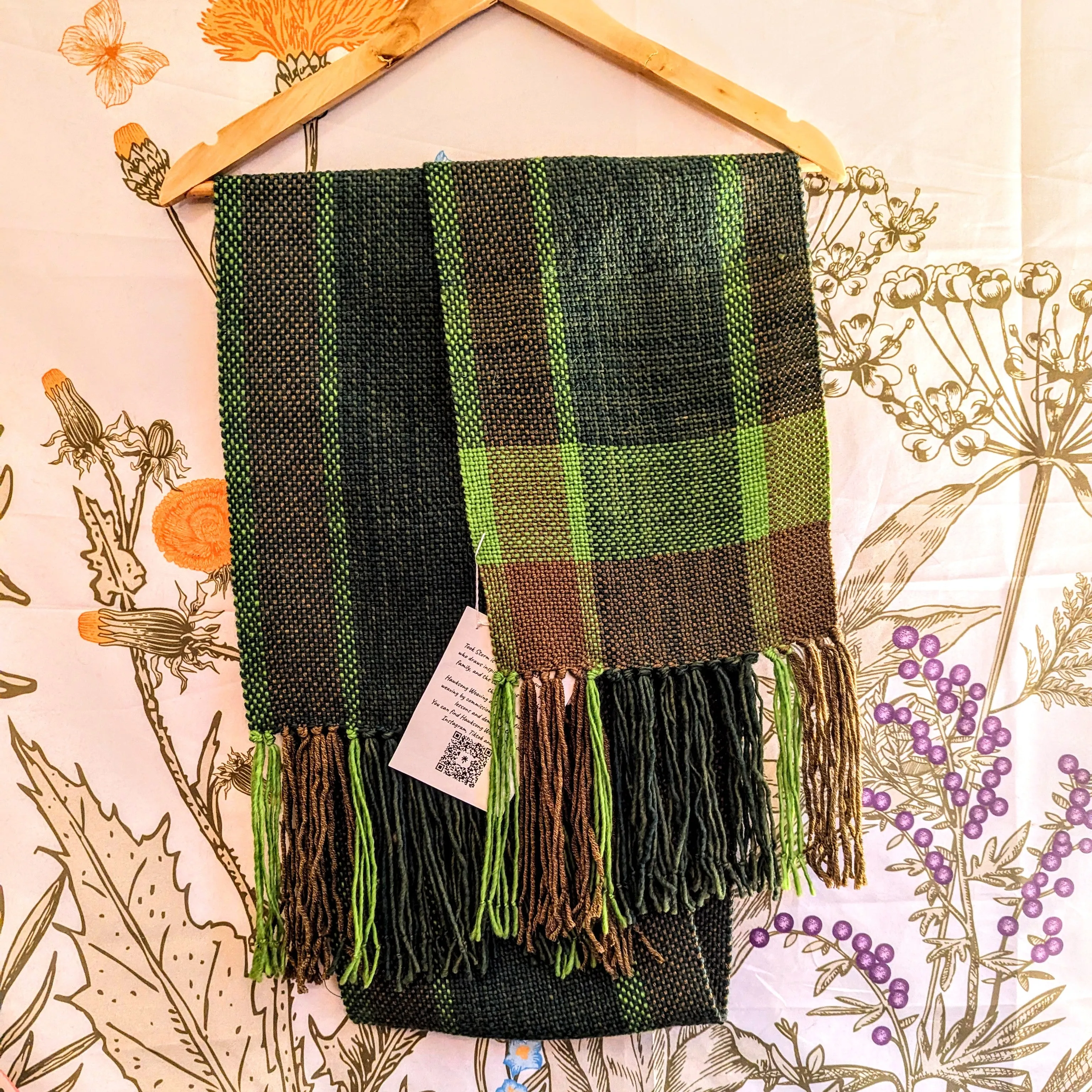 Hemlock Forest Green Handwoven Merino Blend Scarf