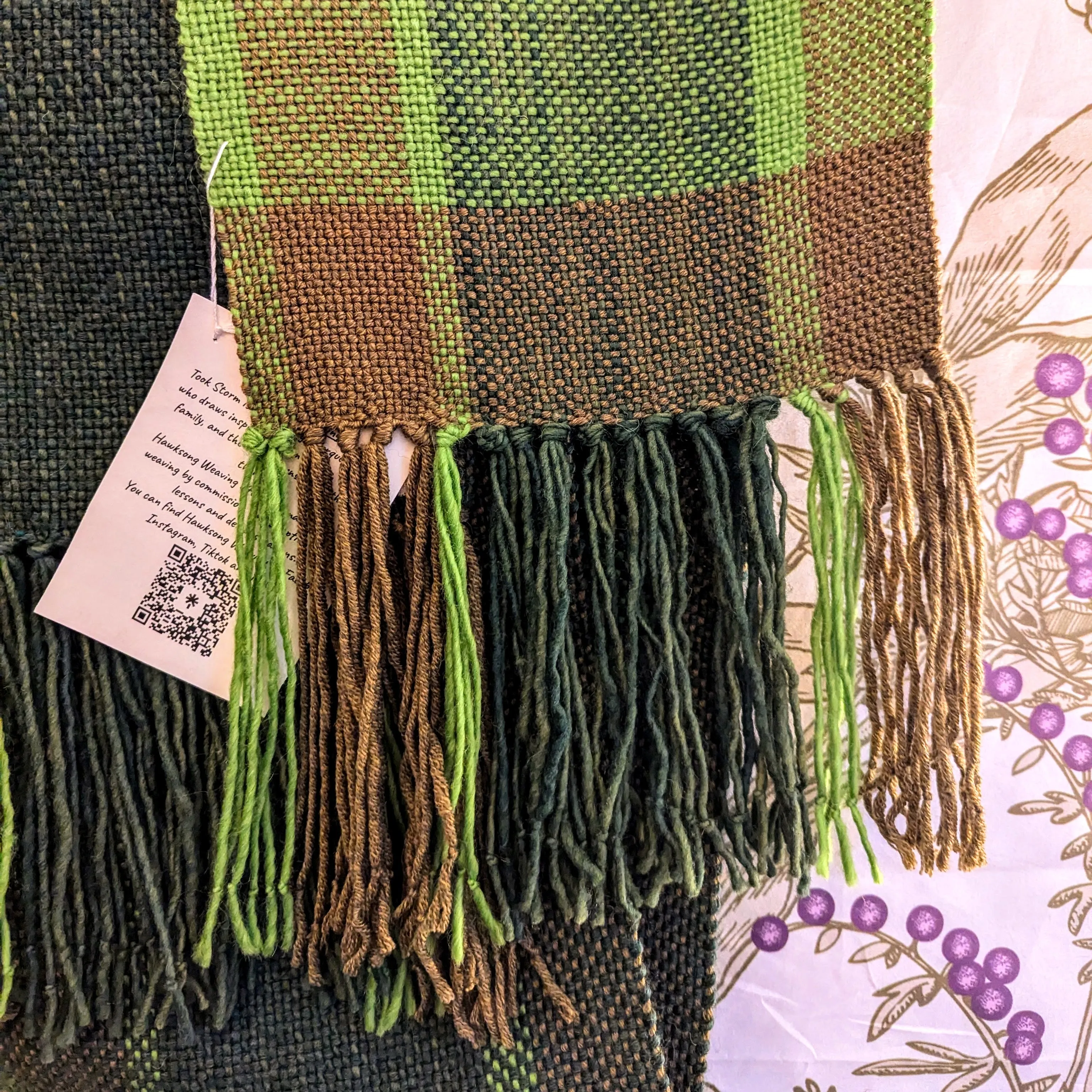 Hemlock Forest Green Handwoven Merino Blend Scarf