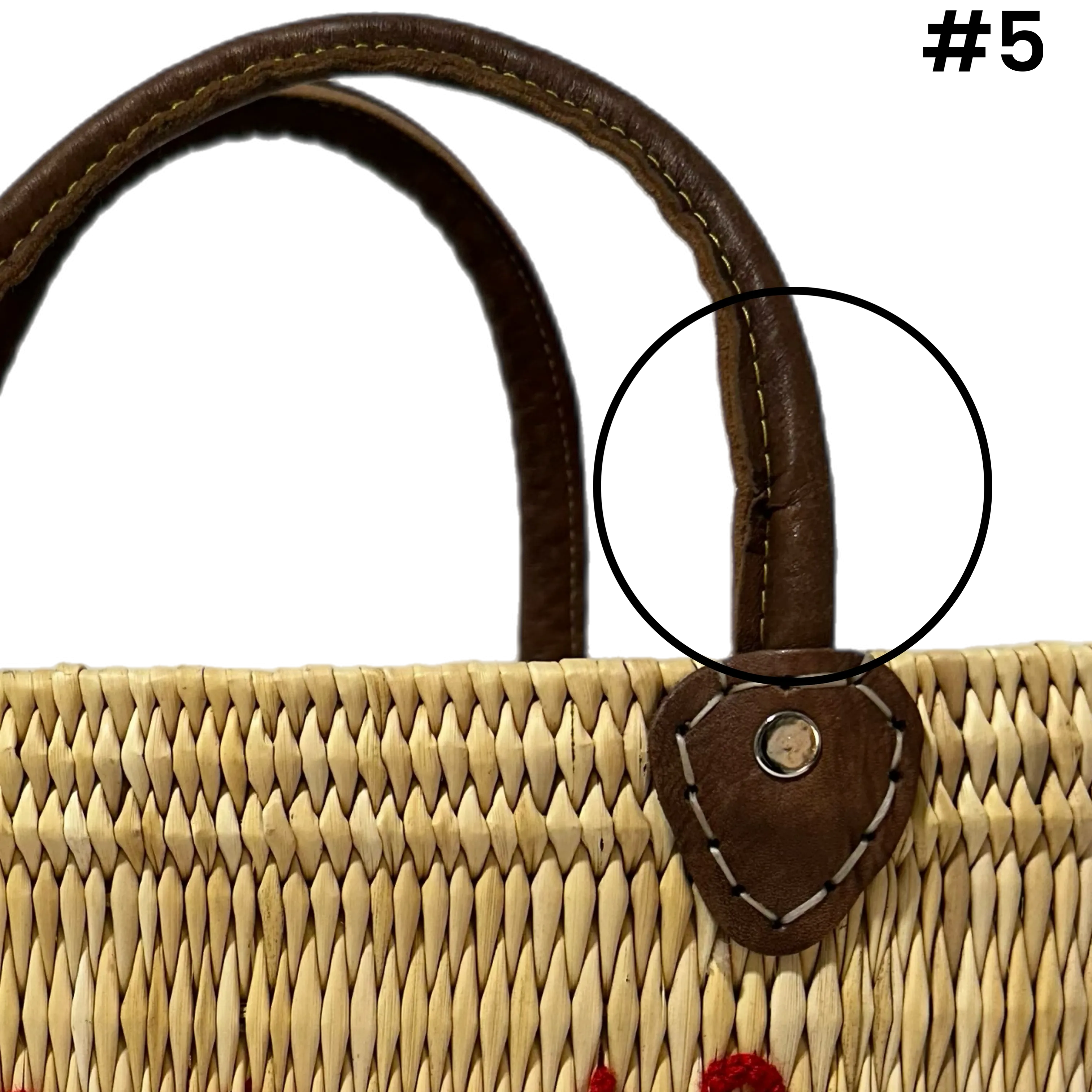 I'D RATHER BE IN ITALY LEATHER HANDLE REED BAG
