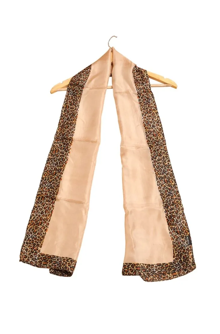 Leopard Print Border 100% Silk Scarf