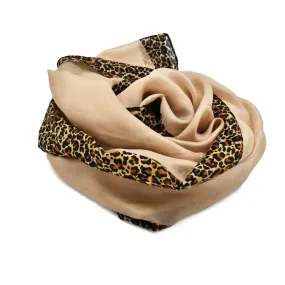 Leopard Print Border 100% Silk Scarf