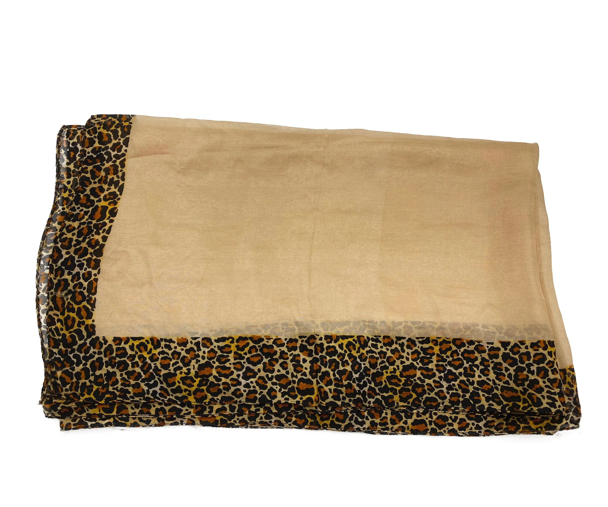 Leopard Print Border 100% Silk Scarf