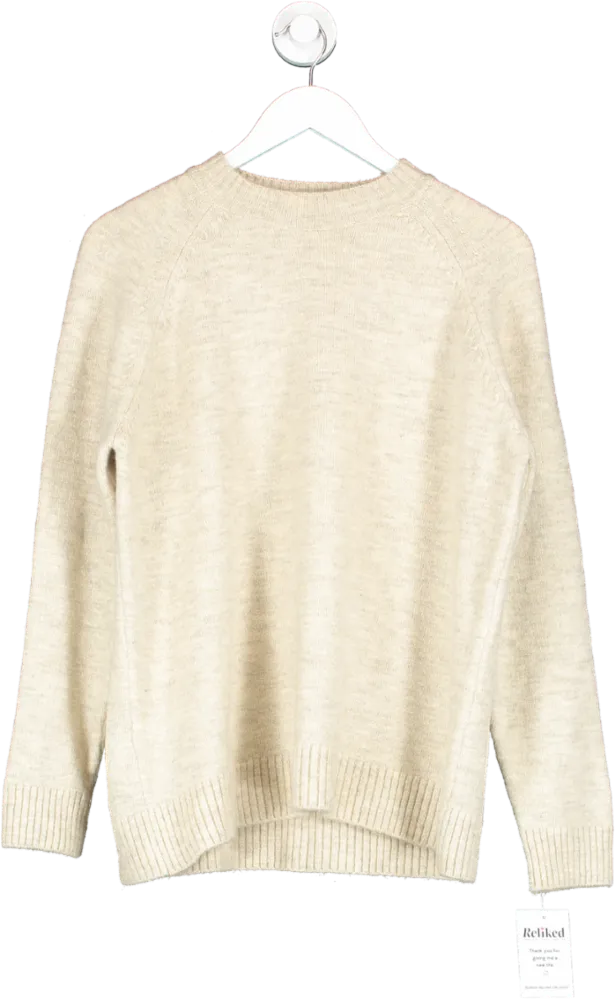 MANGO Beige Round Neck Knitted Sweater UK M