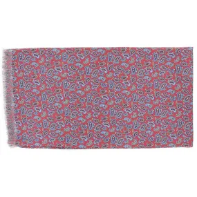 Michelsons of London Pine Silk Scarf - Red/Light Blue