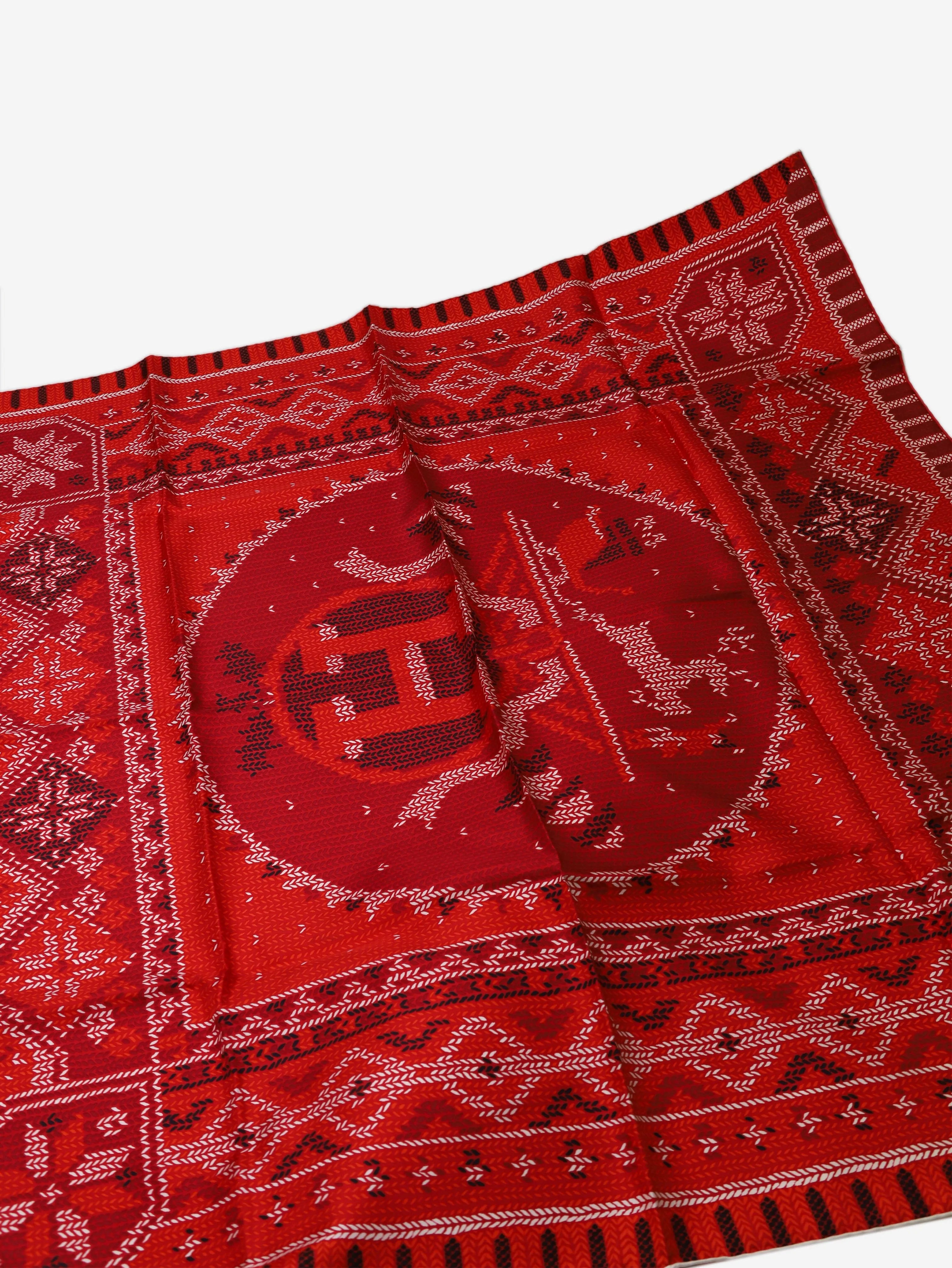 Red silk printed scarf