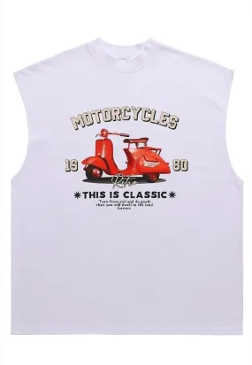 Retro sleeveless t-shirt surfer tank top Vespa poster vest