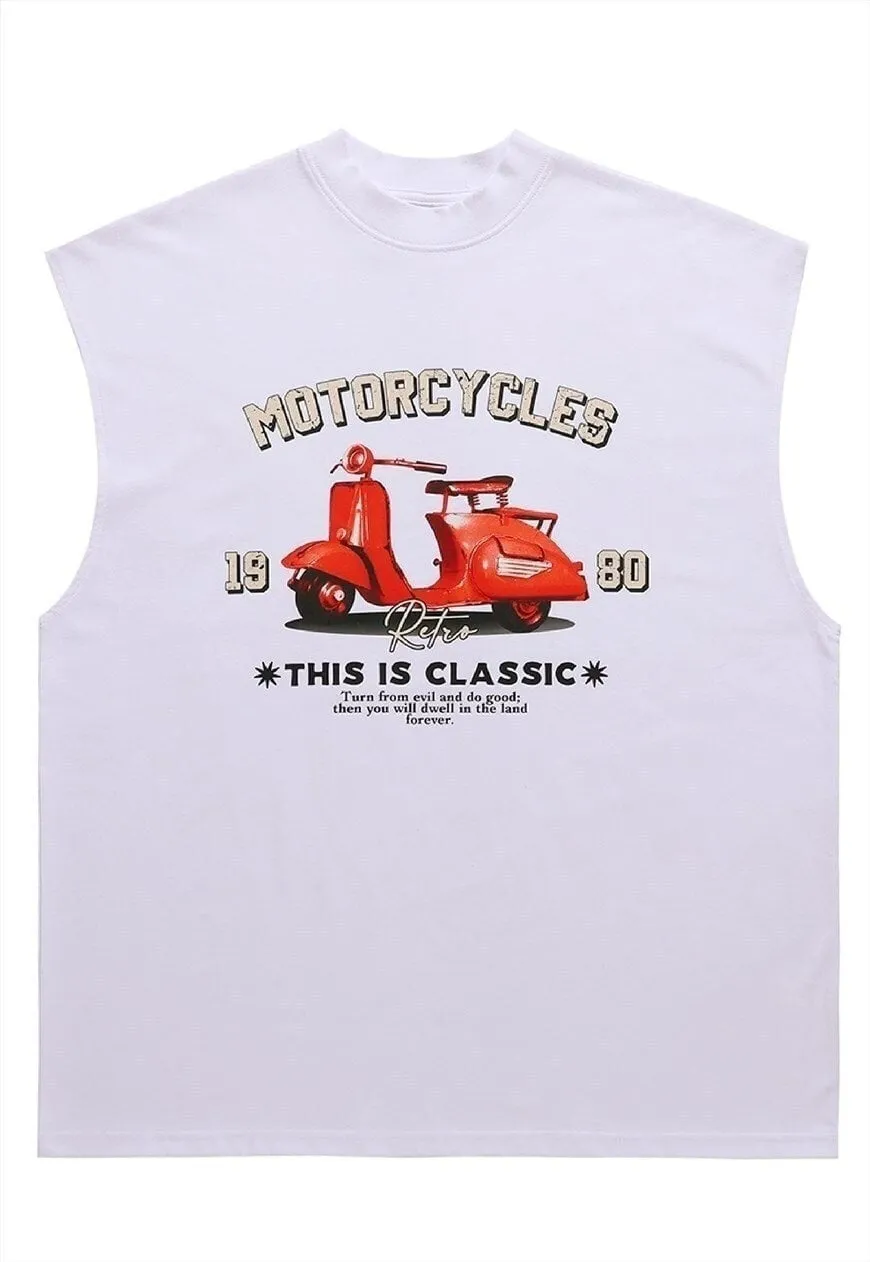 Retro sleeveless t-shirt surfer tank top Vespa poster vest