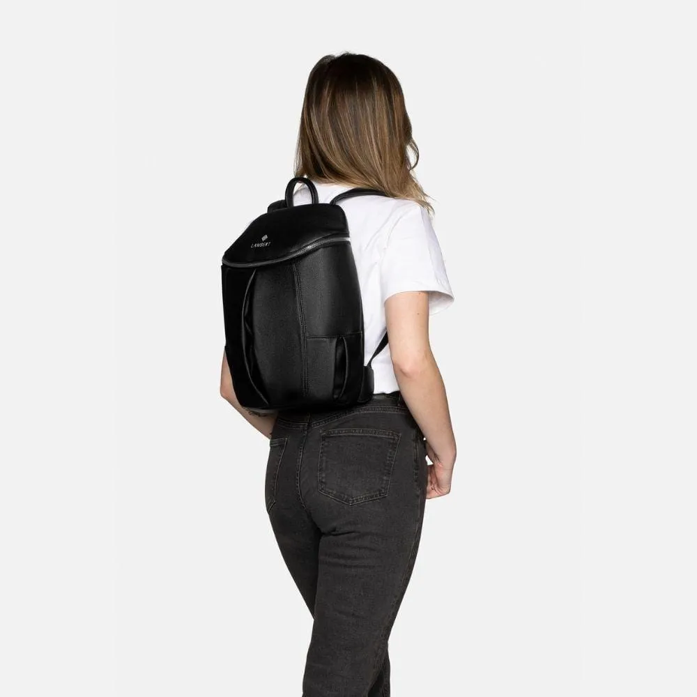 The SARA - Women's Black Vegan Leather Backpack